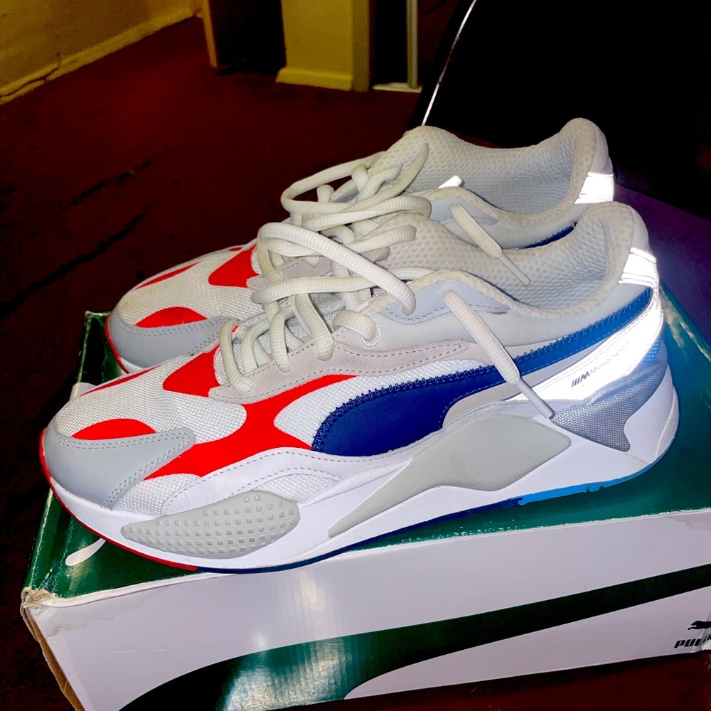 White blue red